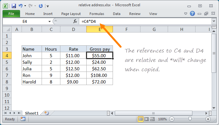 Excel Relative reference Exceljet